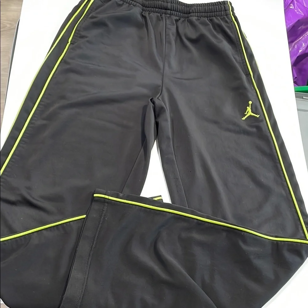 Kids Black Joggers with Neon Green Accents